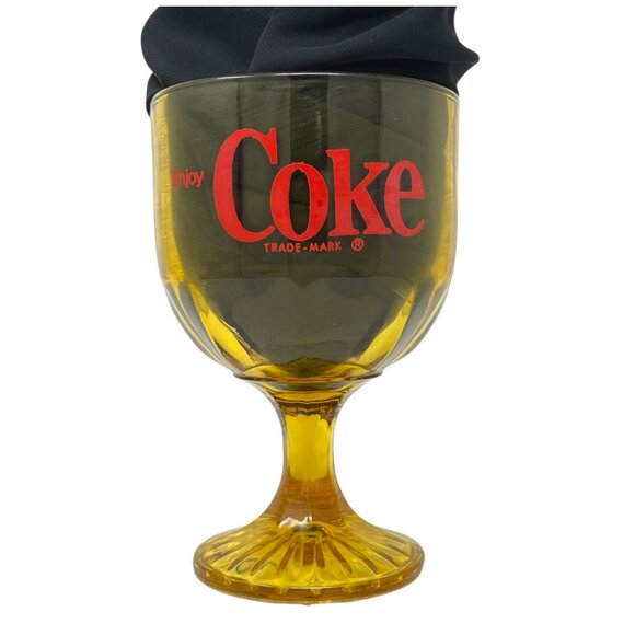 Vtg Coca Cola COKE Goblet Amber Heavy Stemmed Schooner Drinking Glass Drinkware - Picture 3 of 13